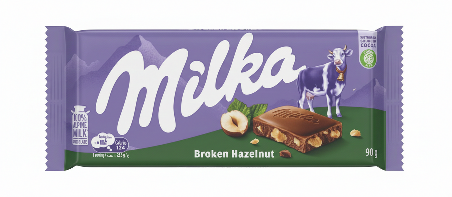 Milka Broken Hazelnut Chocolate Bar – 90 g