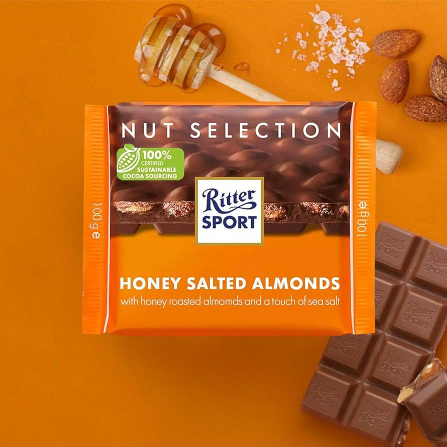 Ritter Sport Milk Chocolate with Honey Salted Almonds – 100 g