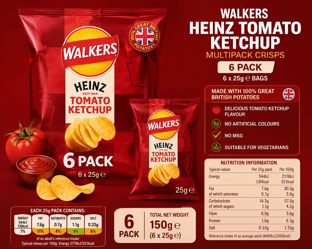 Walkers Heinz Tomato Ketchup 25G UK