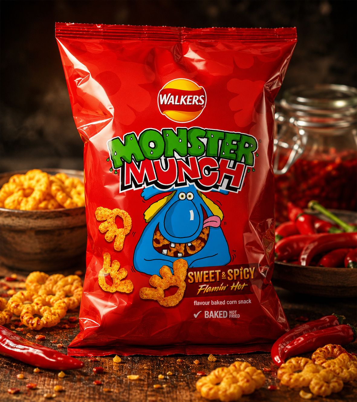 Walkers Monster Munch Sweet and Spicy Flaming Hot 25G UK