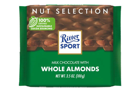 Ritter Sport Milk Chocolate with Whole Almonds – 100 g